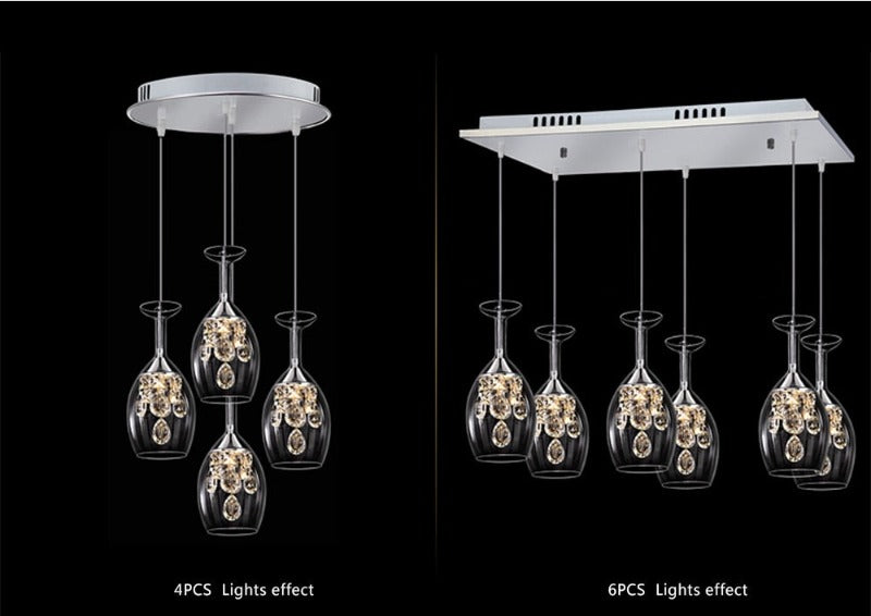 Wine Glass Crystal Pendant Light