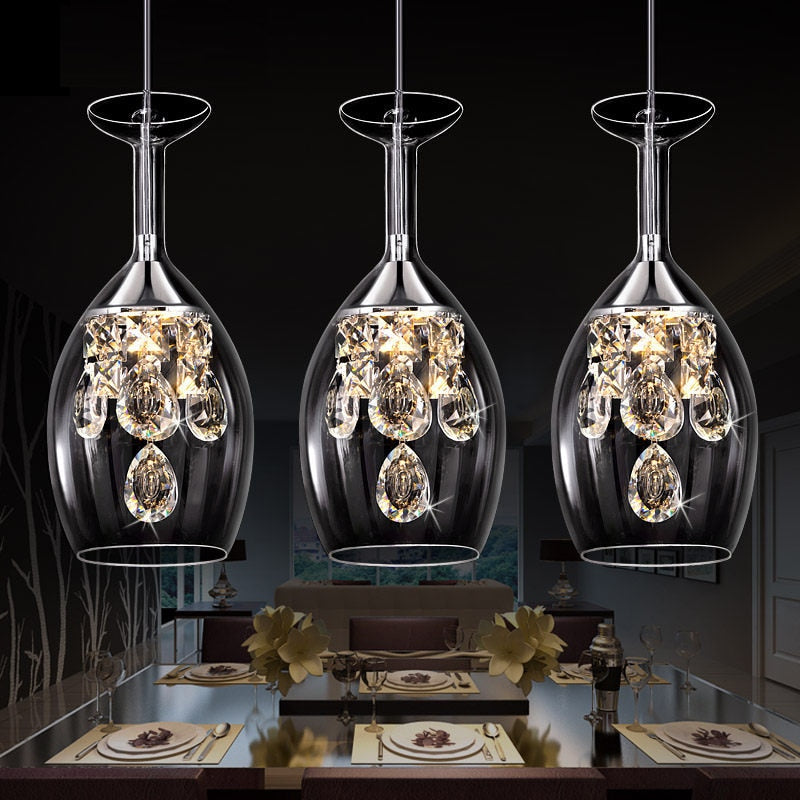 Wine Glass Crystal Pendant Light