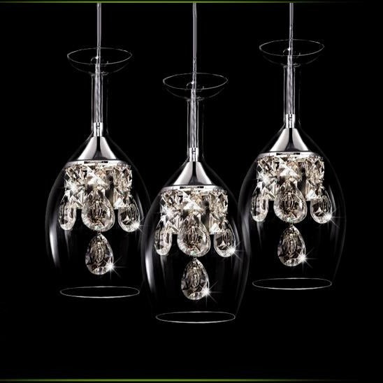 Wine Glass Crystal Pendant Light